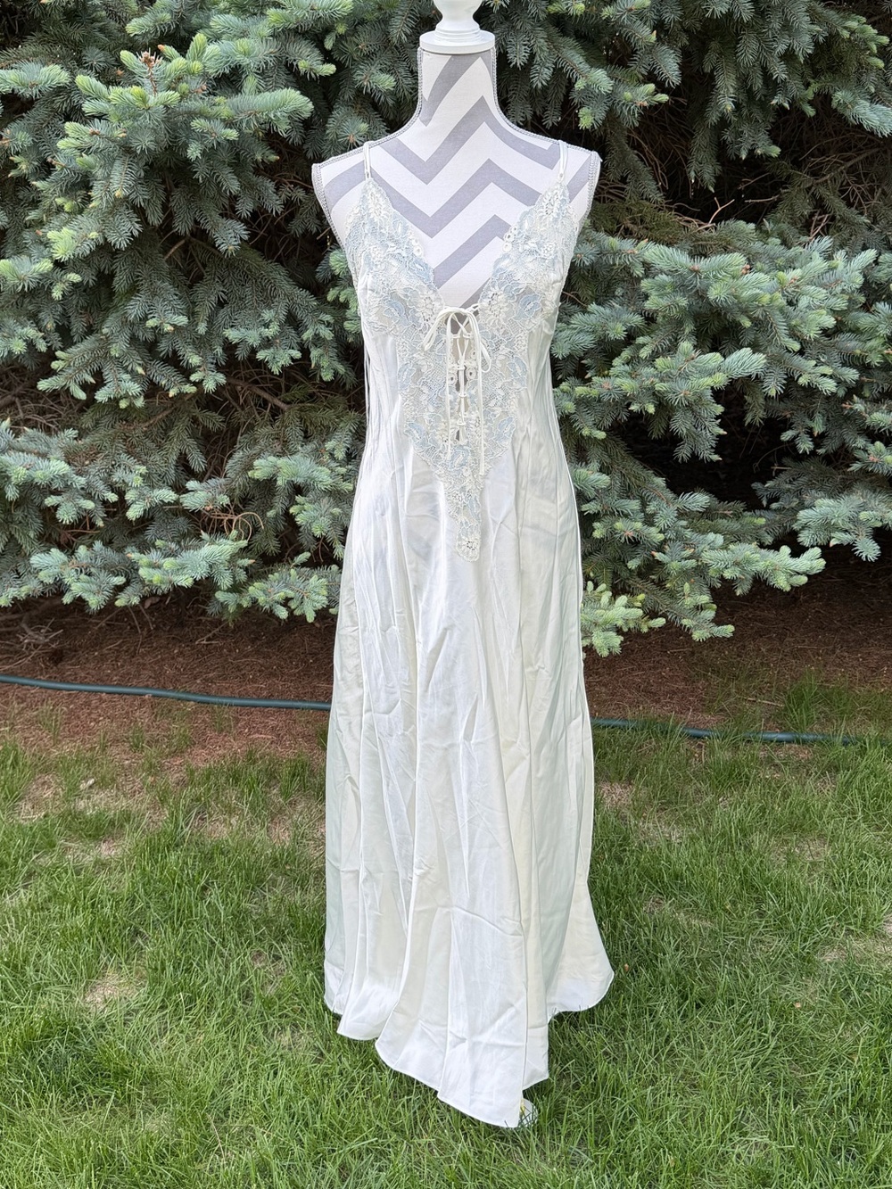 Vintage Victoria’s Secret bridal cream satin and lace maxi nightgown